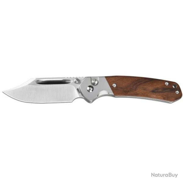 Couteau CJRB Pyrite Bowie Rosewood Manche Bois Lame Acier AR-RPM9 Sand Polish IKBS Button J1942RW