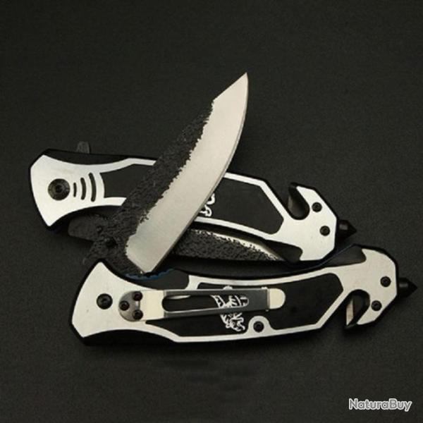 Couteau de Pompier "Steel" Lame Acier 9,5 cm Manche 12,5cm Chasse P�che Bivouac