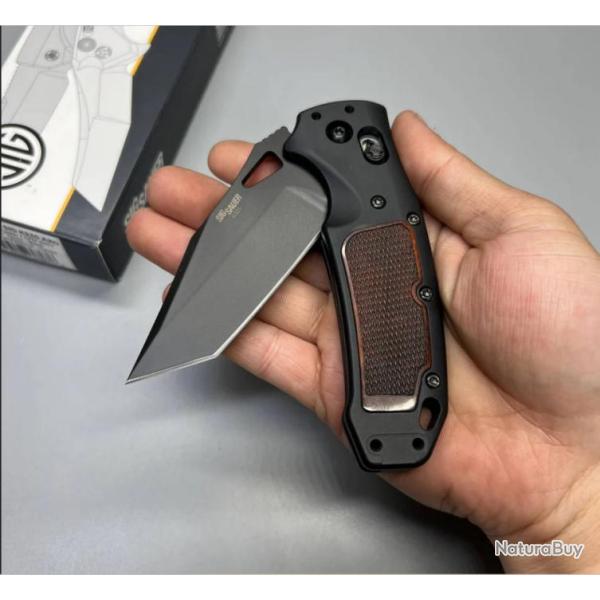 Couteau SIG Sauer K320 ABLE Lock Gray Tanto Lame Acier S30V Black Manche Alu/Bois Made USA SIG36367