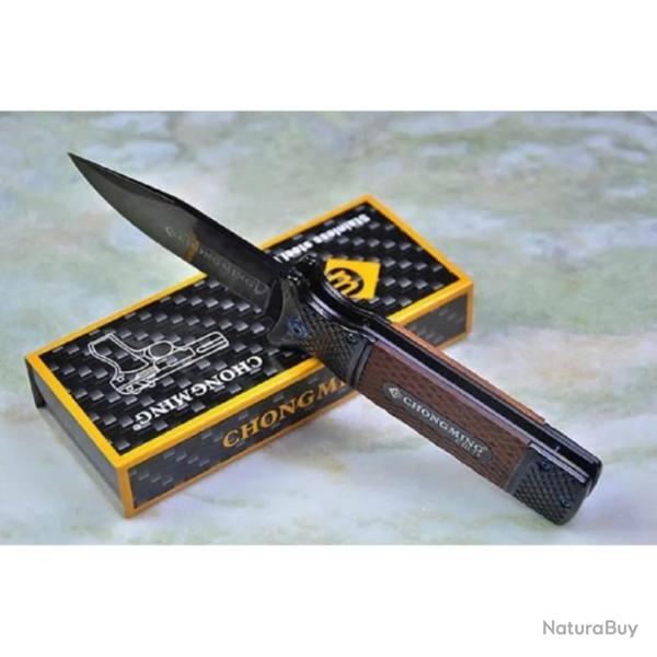 Couteau Pliant De Poche Chongming Lame Acier 9,5 Cm Manche Acier / R�sine 12 Cm