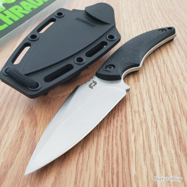 Couteau Schrade Delta Class Adder Lame Acier AUS-10 Manche & Etui Polymre Noir SCH1182521