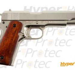 Colt.45 M1911 A1 Denix - Chrom&eacute;, plaquettes de crosse bois (6312)