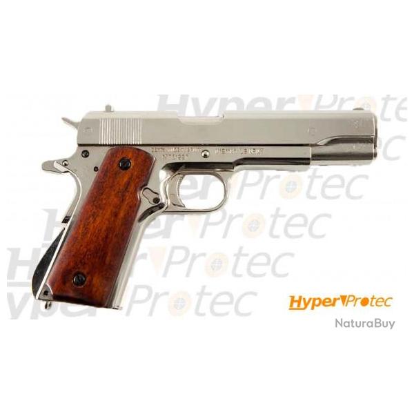 Colt.45 M1911 A1 Denix - Chrom, plaquettes de crosse bois (6312)
