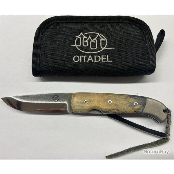 COUTEAU CITADEL DANANG LOUPE ERABLE STABILISE BLEU MITRE DAMAS