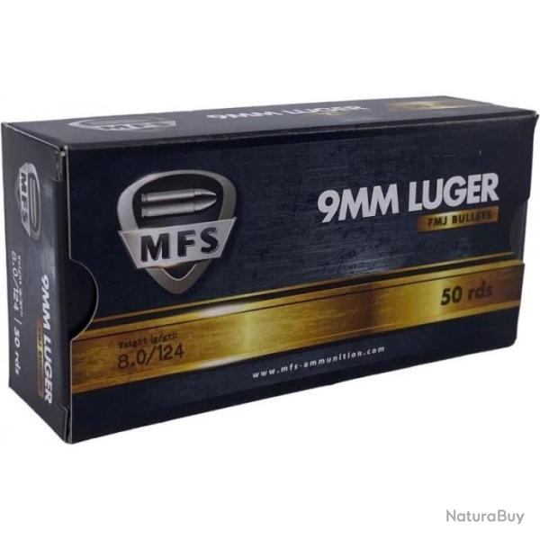 Wahoo- Munition MFS 9x19 FMJ 8g 124gr x10 boites