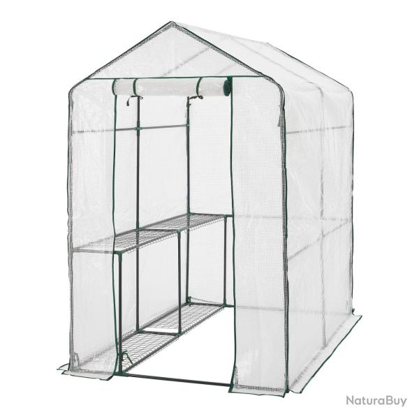 Serre de jardin en acier et poly�thyl�ne avec �tag�res int�gr�es 120 x 186 x 190 cm 03_0008255