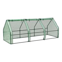Ch&acirc;ssis de jardin serre &agrave; 3 fen&ecirc;tres en acier et poly&eacute;thyl&egrave;ne 240 x 90 x 90 cm vert 03_0008265