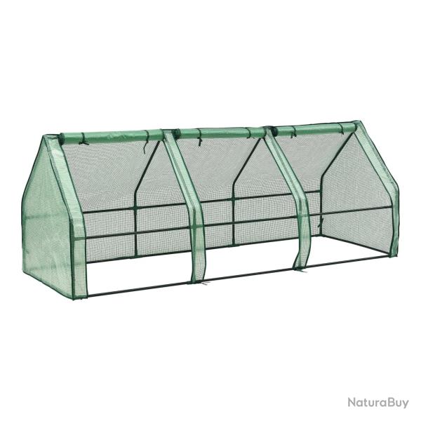 Ch�ssis de jardin serre � 3 fen�tres en acier et poly�thyl�ne 240 x 90 x 90 cm vert 03_0008265