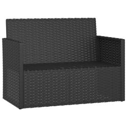 Banc de jardin meuble de patio d'ext&eacute;rieur terrasse avec coussins noir 105 cm r&eacute;sine tress&eacute;e 02_001