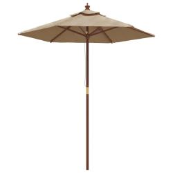 Parasol de jardin avec m&acirc;t en bois 196 x 231 cm taupe 02_0008357