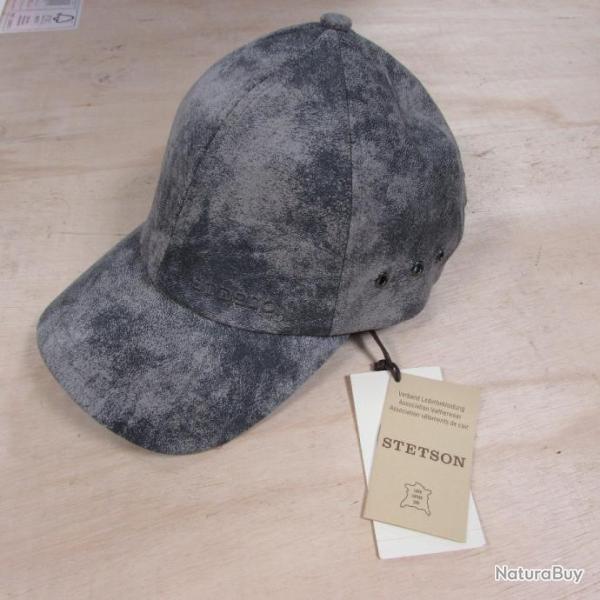 Casquette cuir effet vieilli gris style baseball STETSON taille unique
