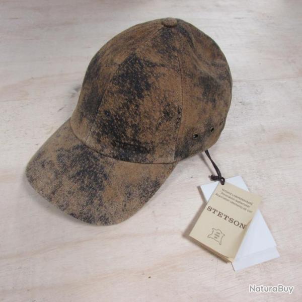 Casquette cuir effet vieilli marron style baseball STETSON taille unique