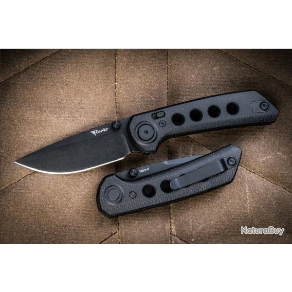 Couteau Reate Knives PL-XT Black Manche Micarta Lame Acier Nitro-V BLK IKBS Pivot Lock Clip REA129 -