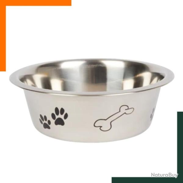 Gamelle pour chien - Imprim�s noirs - Acier inoxydable - 21 cm