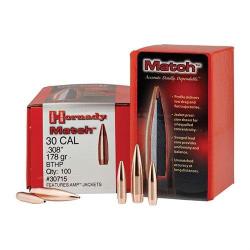 Ogives HORNADY 30 .308 178gr BTHP MATCH - 30715 - boite de 100 unit&eacute;s