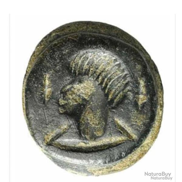 WISIGOTHS : Sceau Plomb - T�te d'un Africain entre deux feuilles (6e - 7e si�cle)
