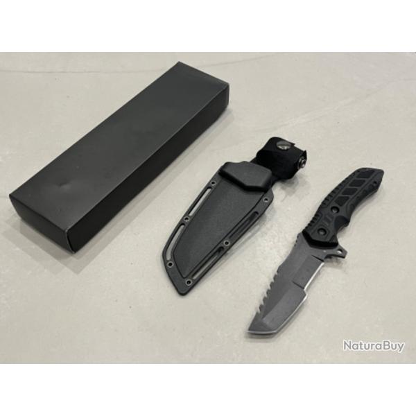 Couteau APEX bushcraft noir + firesteel �tui kydex