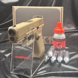 Pack pr&ecirc;t &agrave; tirer - "Pistolet GLOCK 19X" - CO2 CAL BB/4.5 - COYOTE - 18 COUPS - Blowback