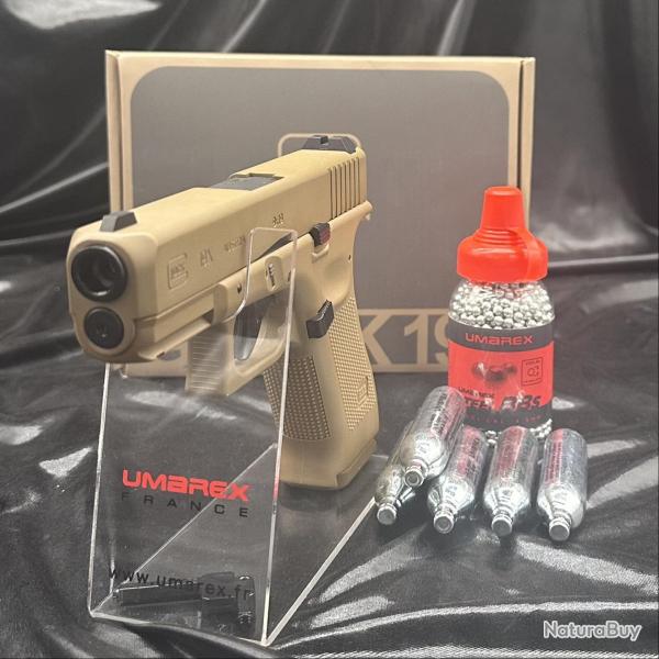 Pack pr�t � tirer - "Pistolet GLOCK 19X" - CO2 CAL BB/4.5 - COYOTE - 18 COUPS - Blowback