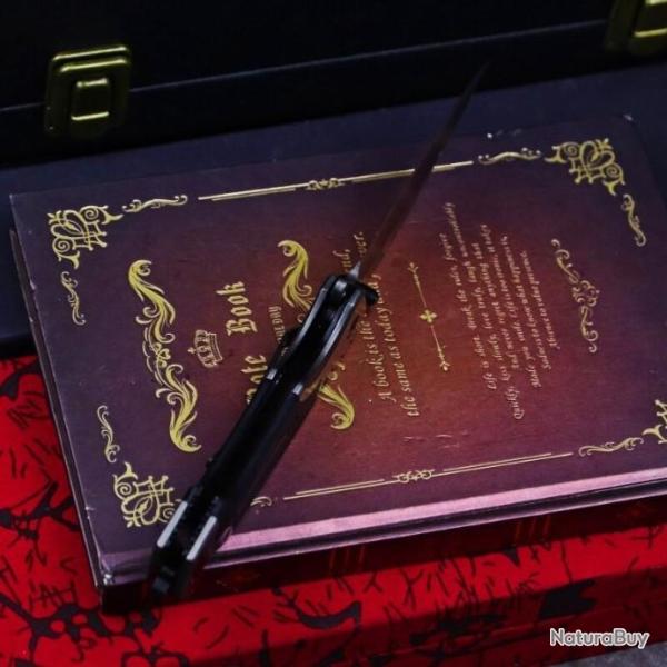 Couteau pliant � manche gris et noir G10, pour la chasse