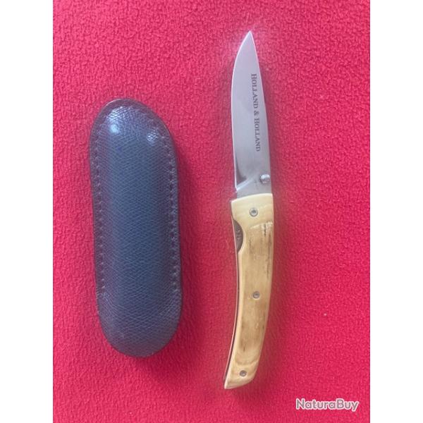 Couteau pliant G Masse  - manche ivoire de mammouth, lame sigle MG et Holland& Holland