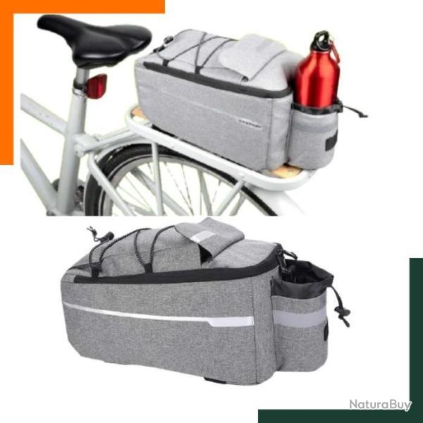 Sacoche isotherme 7L pour v�lo - Attache porte bagage - multipoches - Gris - Livraison gratuite