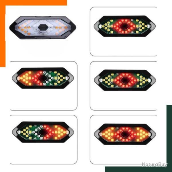 Feu arri�re avec clignotants pour v�lo - 5 modes - T�l�commande - Rechargeable USB