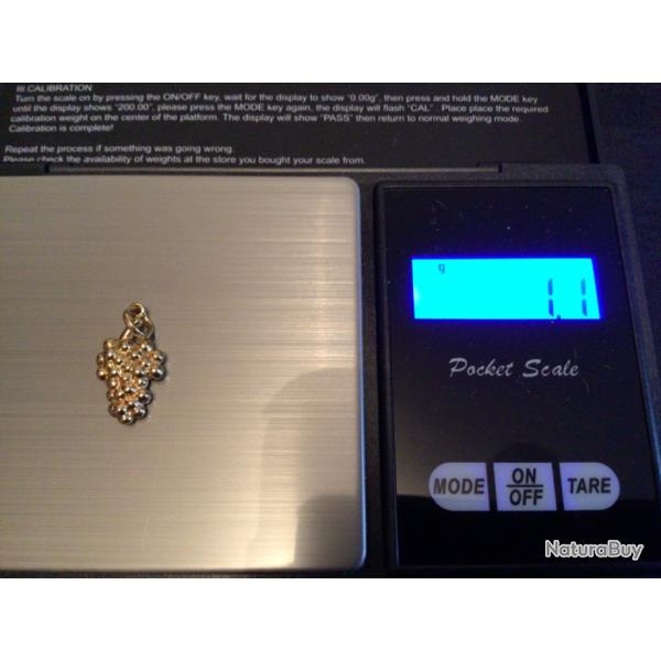 PENDENTIF grappe de raisins OR JAUNE 18k