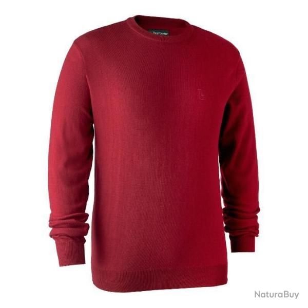 Pull en tricot � col rond Kingston rouge DESTOCKAGE DEERHUNTER