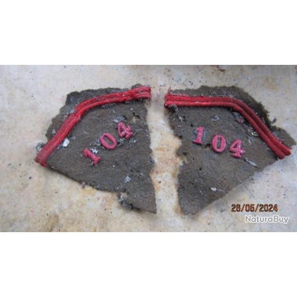 coin col artillerie patte Fran�ais officier sous seconde guerre homog�ne 14�  104� r�gim 1/choix ww2