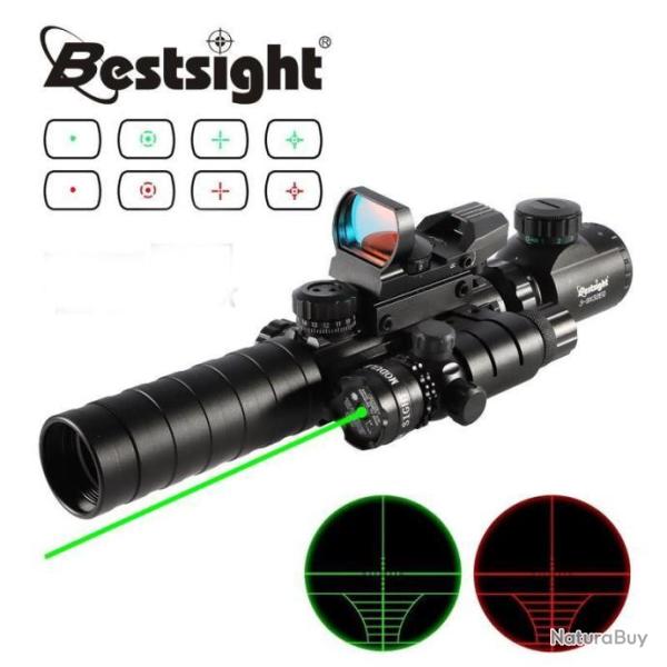 Lunette de vis�e tactique 3-9x32, 3 en 1, pour la chasse, r�flexe holographique illumin�,4 r�ticules