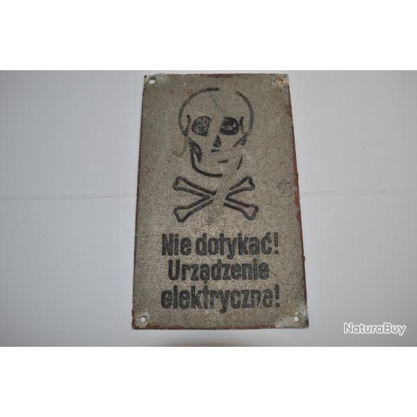 Ancienne T�le T�te de mort Danger Ne pas toucher �lectrique 1960/1970  d�coration (15)