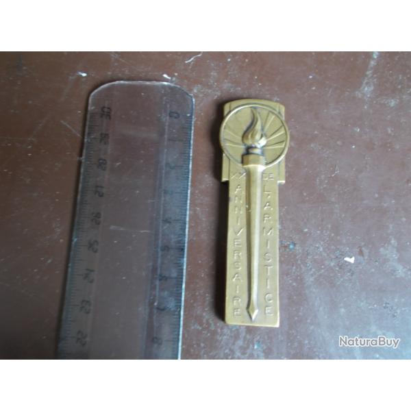 RARE!  Petite M�daille de table ou plaque    20� Anniversaire de l'Armistice  (Ann�es 30 - Art Deco)