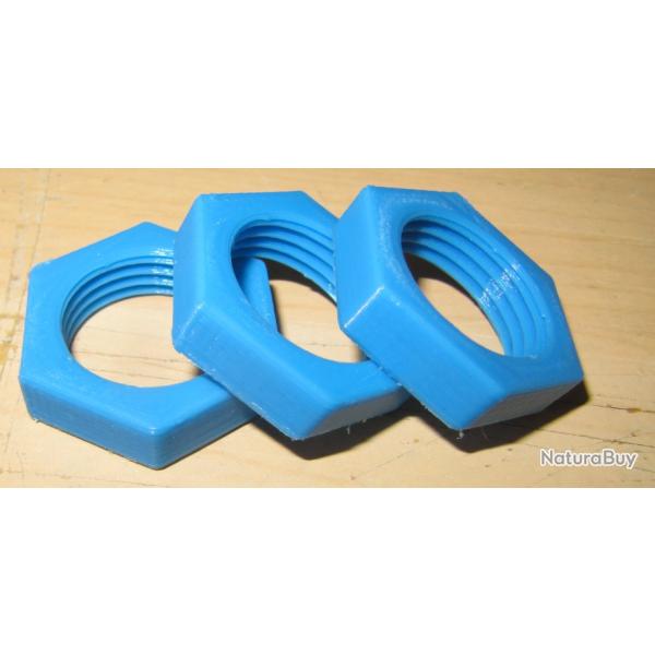Lot de 3x �crous plastique pour jeux d'outils couleur BLEU