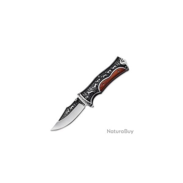 Couteau marron de Poche Viking Pliant d'Ext�rieur Grav�