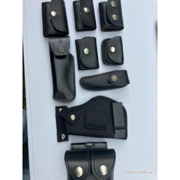Divers pochettes cuirs etc et fast chargeur pour 38 sp�cial