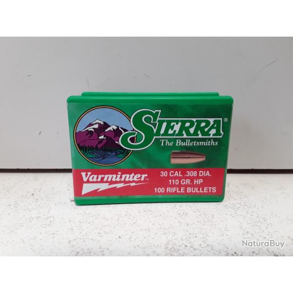 BOITE DE 100 OGIVES SIERRA CAL 308 DIA 110GRAINS