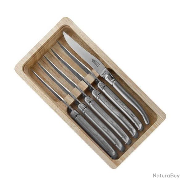 Coffret 6 couteaux Laguiole table inox mat [Arbal�te G. David]