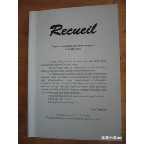 Recueil - Organe semestriel du fonds europ�en L�on Degrelle - RARE