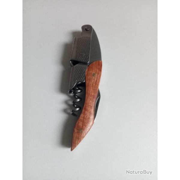 Tire-bouchon � vin professionnel en acier inoxydable avec poign�e en bois