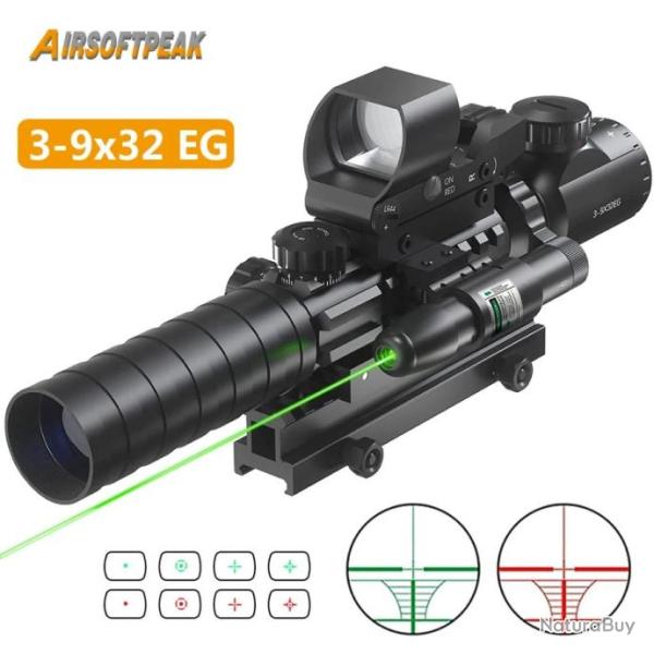 AirsoftPeak Lunette De Vis�e 3-9X32 4 en 1 Paiement en 3 ou 4 fois - LIVRAISON GRATUITE !!!