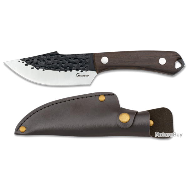 Albainox 32708 - Couteau � lame fixe - Manche en Weng� et �tui en Cuir