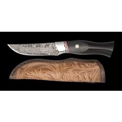 Couteau Martinez Albainox 32674 Black Ebony - Damas 73 couches avec &eacute;tui en cuir