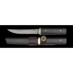 Albainox 32701 Couteau Damas Type Japonais - Acier inox d&eacute;cor&eacute;, manche bois