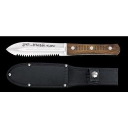 Couteau Fixe Albainox Masai Alligator 32605 - Lame Dentel&eacute;e en Acier Inox & Manche Bois