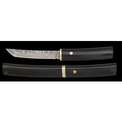 Albainox 32702 Couteau Tanto lame damas type japonais - Manche &eacute;b&egrave;ne avec gaine