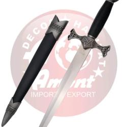 Amont S0174 Dague m&eacute;di&eacute;vale d&eacute;corative - Manche noir, garde m&eacute;tal