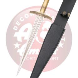 Dague d&eacute;corative m&eacute;di&eacute;val Amont S4009 - Lame 25&nbsp;cm avec Gaine Similicuir