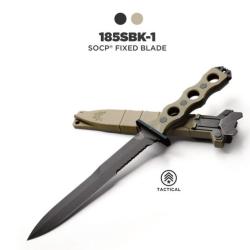Benchmade 185SBK-1 SOCP Couteau &agrave; lame fixe, Desert Tan G10 CPM-3V