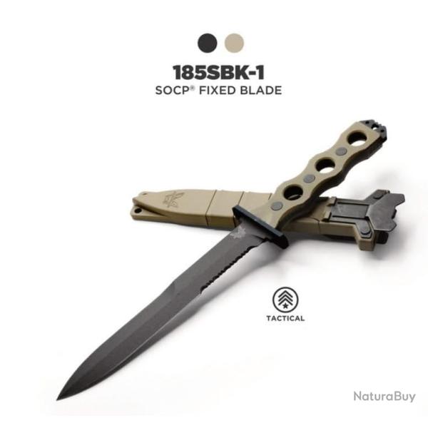 Benchmade 185SBK-1 SOCP FIXED BLADE, Desert Tan G10 CPM-3V